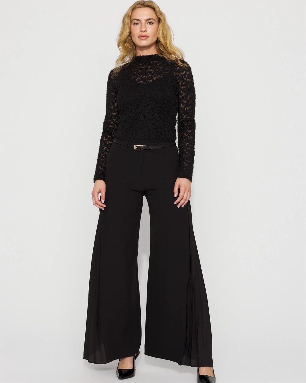 プレクミー precme wide straight slacks Pleated-Side Wide Leg Pant | White House Black Market